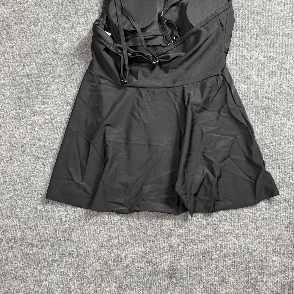 Black 2 Piece Tankini Swimsuit Set Modest Swim Dress Boy Shorts Bikini Bottoms - Picture 7 of 14
